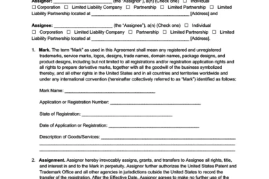 trademark assignment agreement template