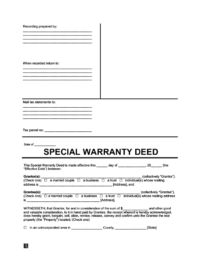 special warranty deed form