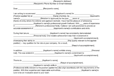 Employee Letter of Recommendation