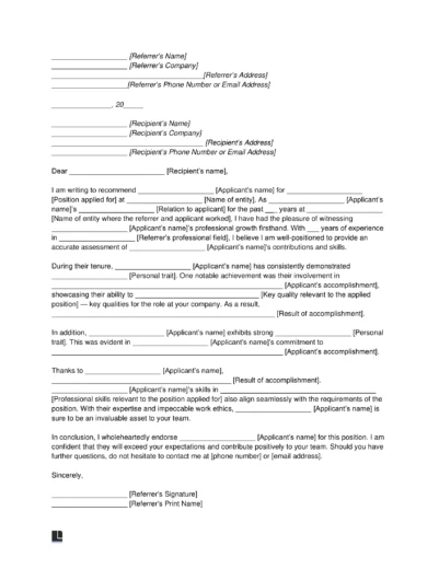 Employee Letter of Recommendation