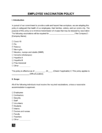 employee vaccination policy template