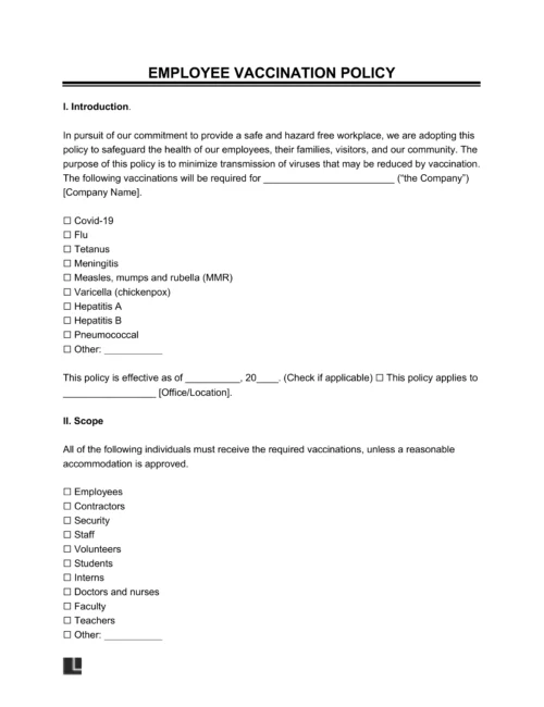 employee vaccination policy template