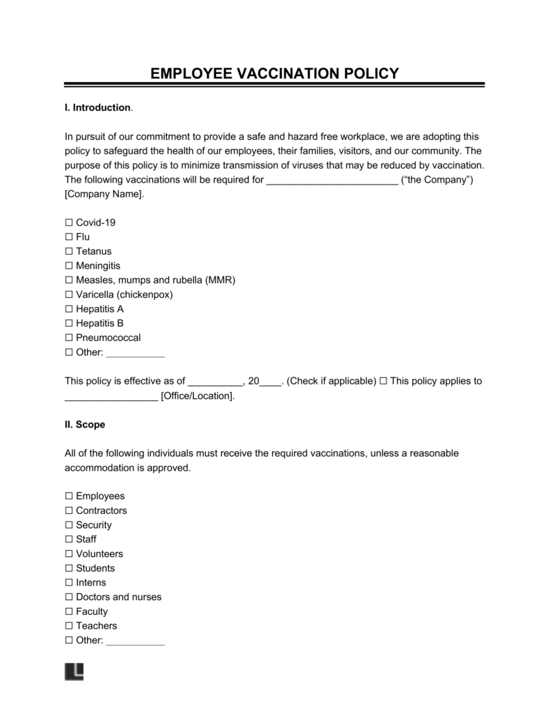 employee vaccination policy template