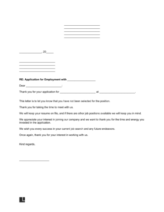 Free Employment Rejection Letter Template | PDF & Word