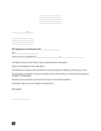 employment rejection letter