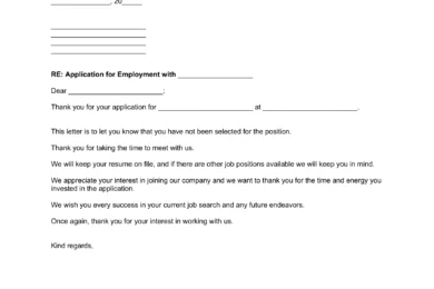 employment rejection letter