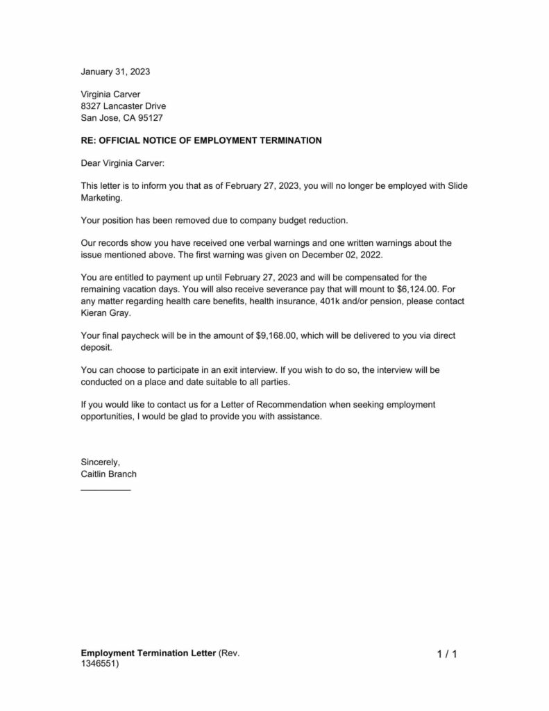 Free Employee Termination Letter Template Pdf Word Ef - vrogue.co