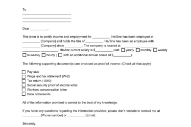 Employment Verification Letter Template