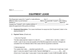 equipment lease agreement template