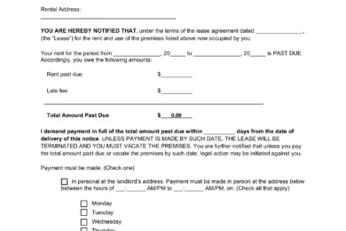 Sample of an eviction notice or notice of termination template