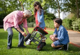 family doing home maintenance for the summer