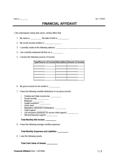 Financial Affidavit Form