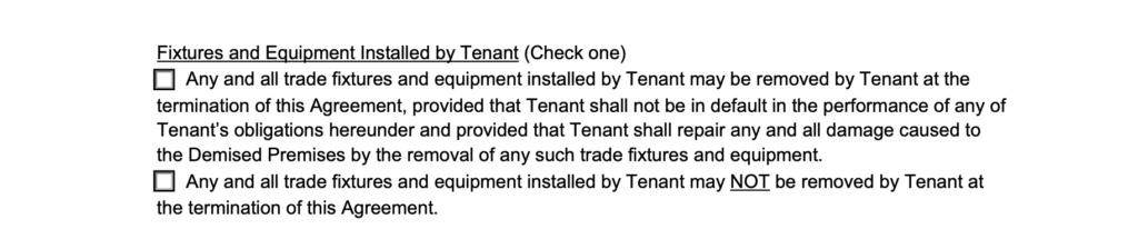 fixtures and equipment installed by tenant