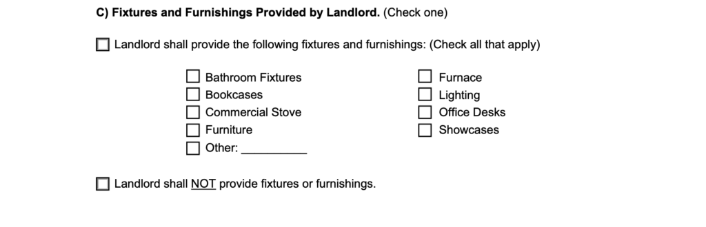 fixtures and furnishings provided by landlord