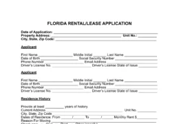 Florida Rental Application Form