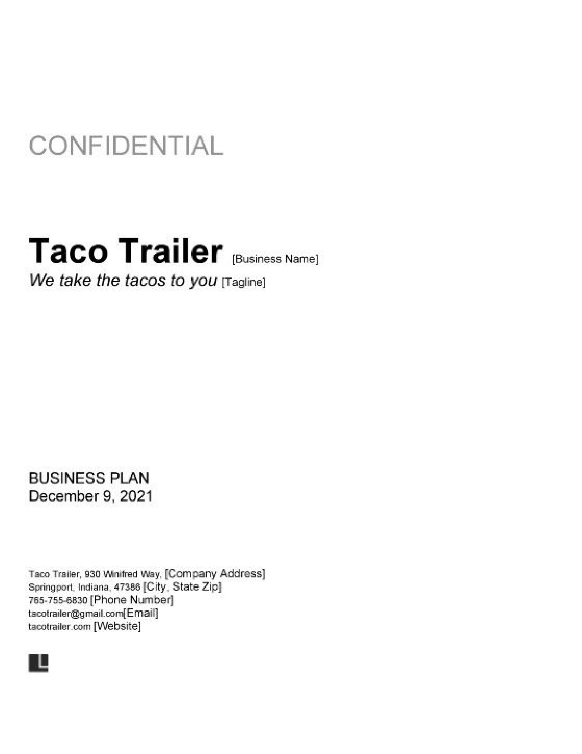 food truck business plan template