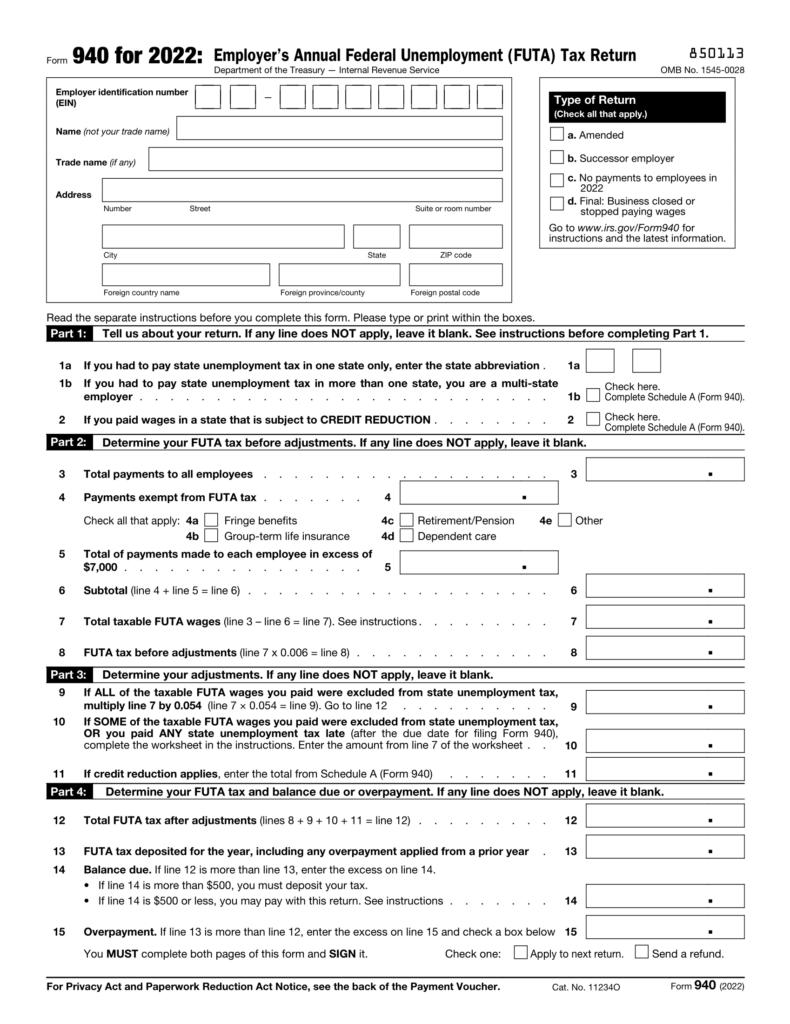 form 940 template