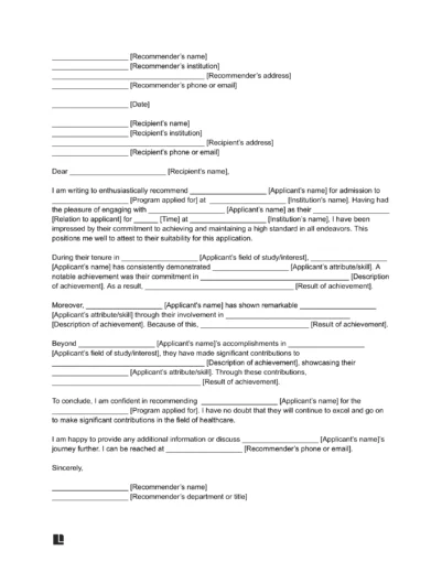 generic-healthcare-school-letter-of-recommendation