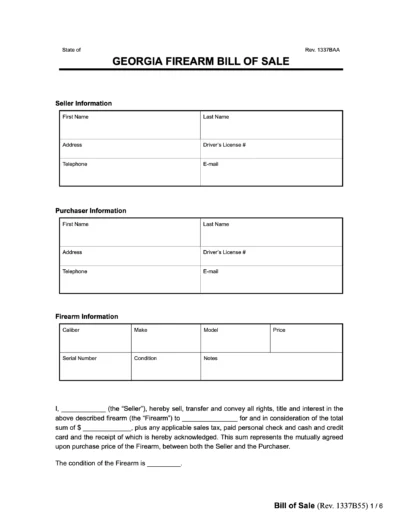 georgia firearm bill of sale