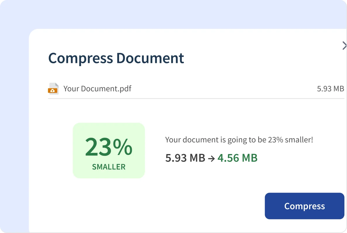 an image of a screen showing users how to compress a PDF document