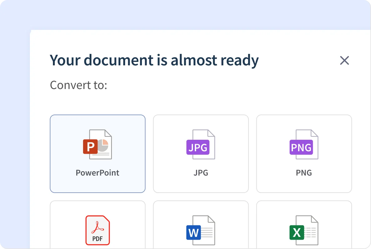 image of a screen showing users how to convert a PDF file to a PowerPoint presentation