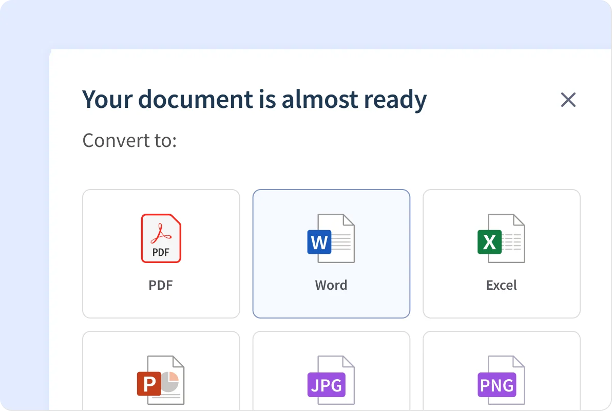 an image of a screen showing users how to convert a PDF to a Word document