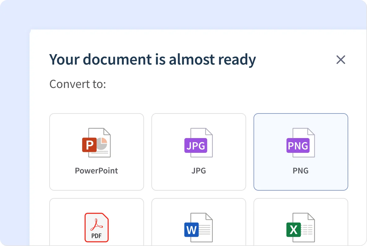 image of a screen showing users how to convert to a PNG