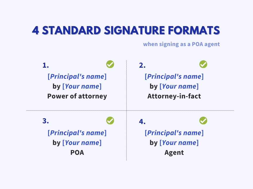 how to sign as power of attorney example