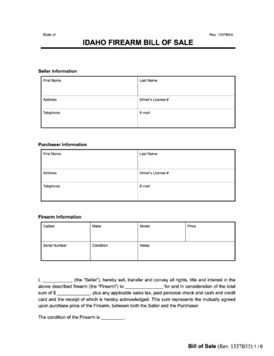 idaho firearm bill of sale
