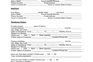Illinois Rental Application Form