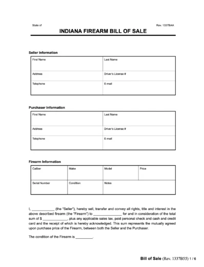 indiana firearm bill of sale
