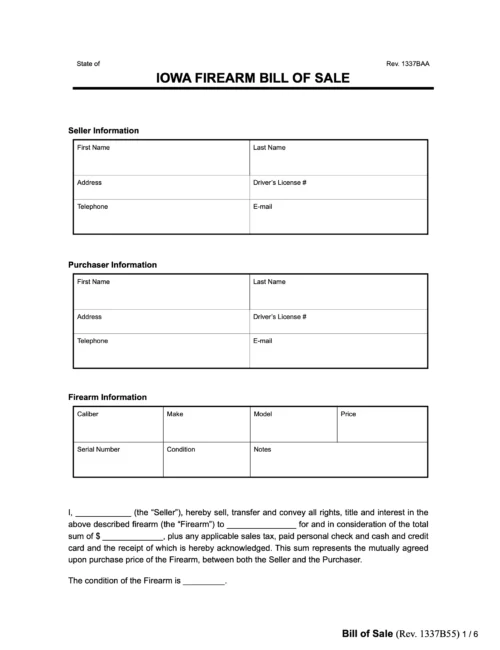 iowa firearm bill of sale