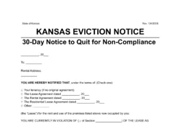 Kansas Eviction Notice 30-Day Notice Template
