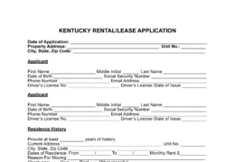 Kentucky Rental Application Form