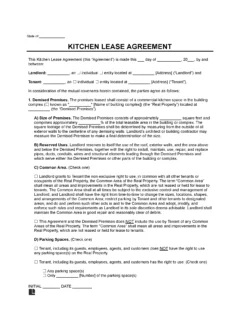 Kitchen Lease Agreement Template