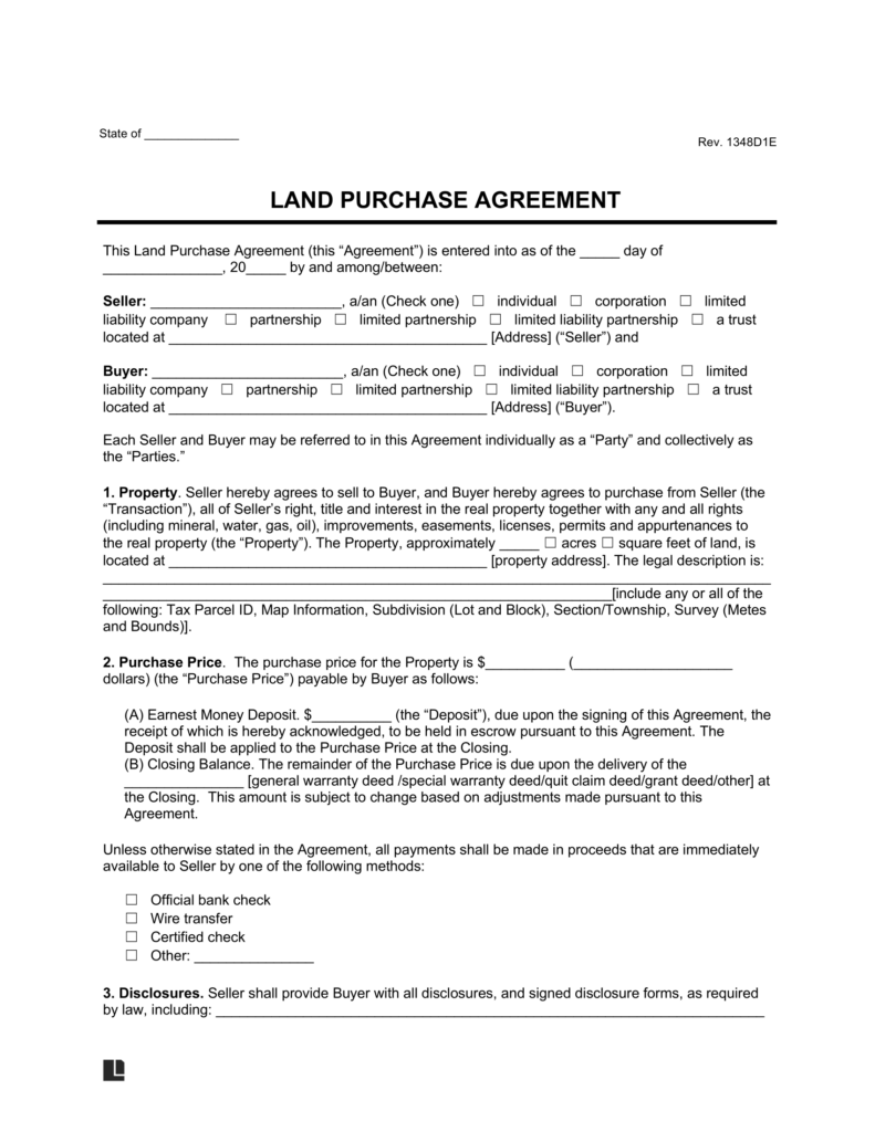 land purchase agreement