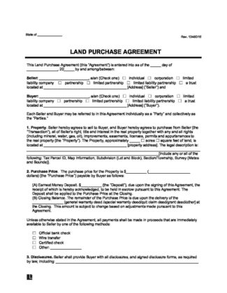 Free Land Purchase Agreement Form 