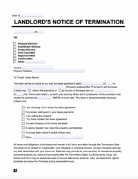 landlords notice of termination