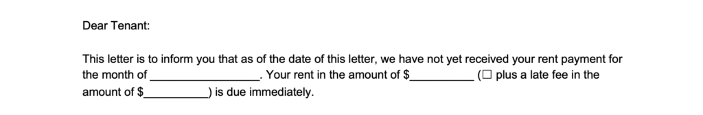 letter requesting rent payment