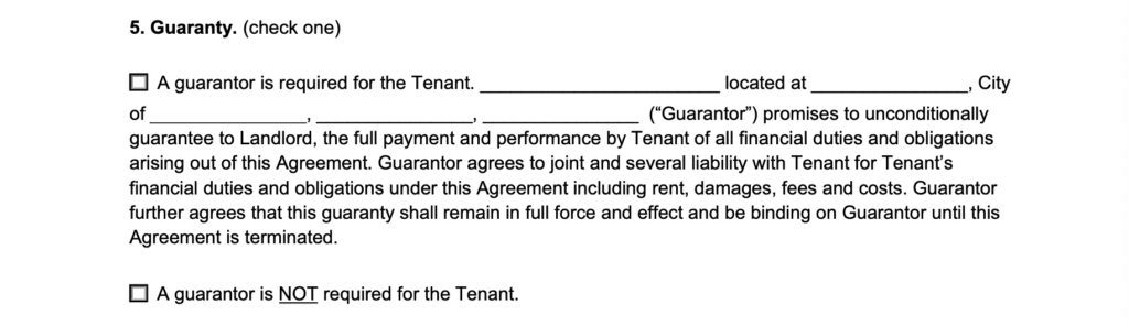 lease agreement landlord guaranty