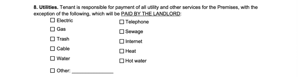 lease agreement landlord utilities