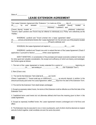 lease extension agreement template