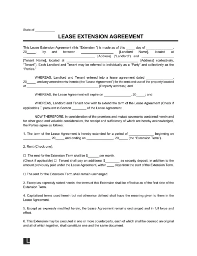 lease extension agreement template