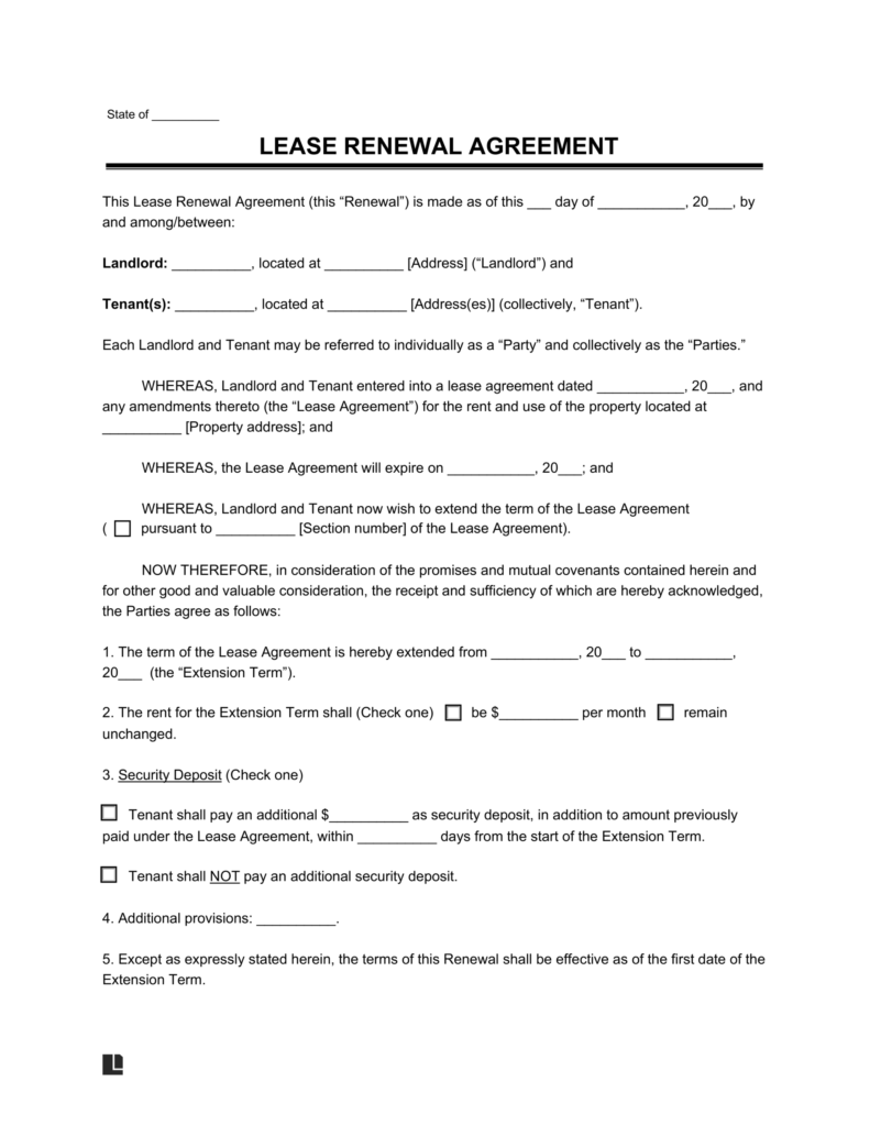 lease renewal agreement example