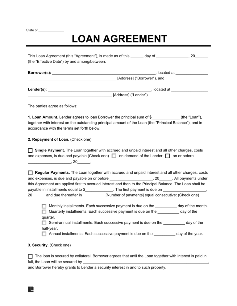 Free Loan Agreement Templates | PDF & Word