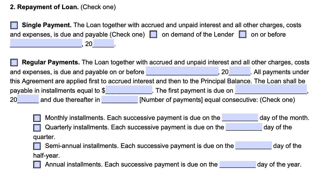 loan repayment agreement template free