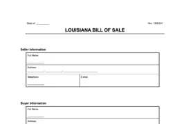 Louisiana bill of sale form
