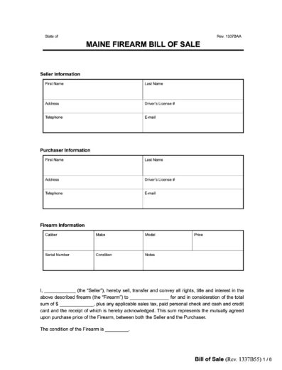 maine firearm bill of sale