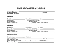 Maine Rental Application Form