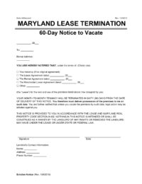Maryland 60 Day Lease Termination